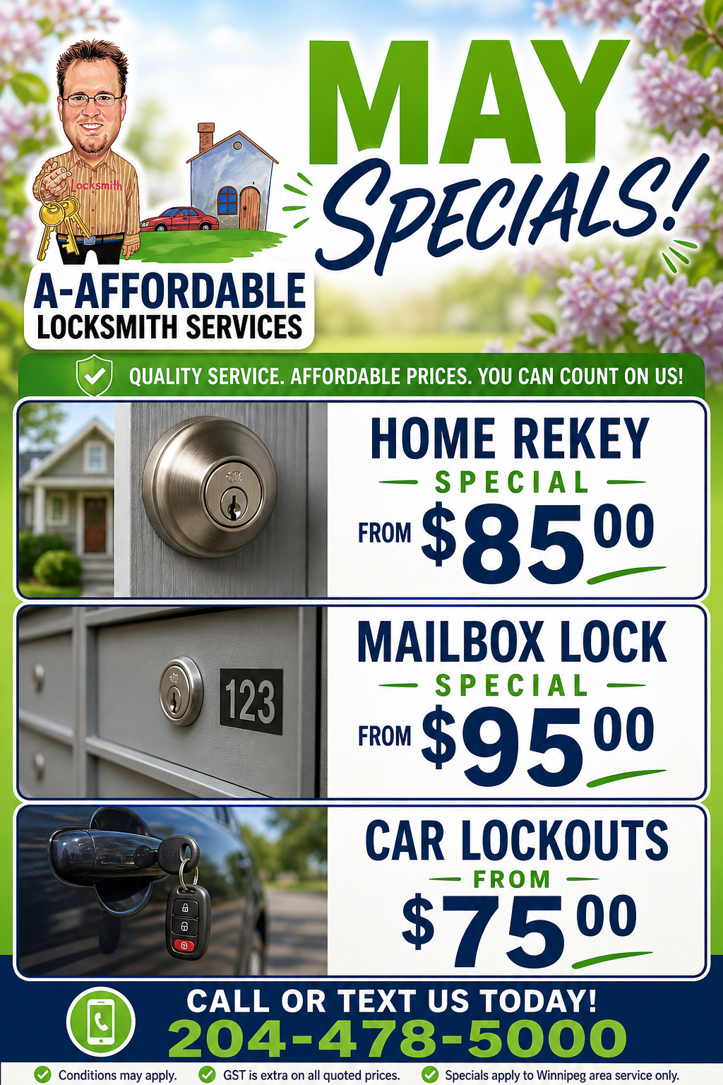 May 2026 Special on now at A-Affordable Locksmith